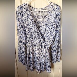 Emerald Sundae Blue and White Floral Top